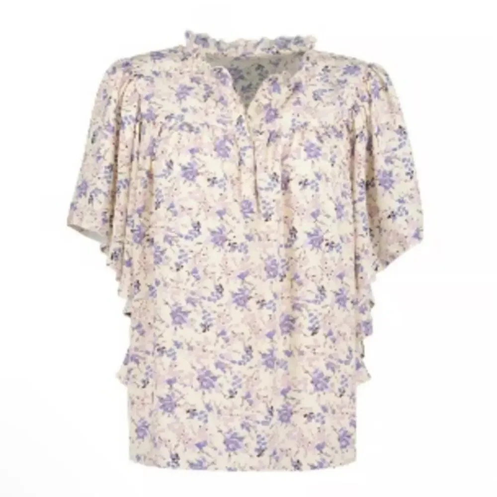 bishop + young White and Lavender Floral Flutter-Sleeve Blouse - Picture 2 of 8